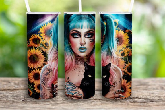 Badass Woman Black Cat Tumbler Wrap Design Review