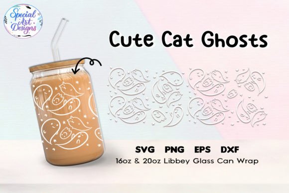 Cute Cat Ghosts 16oz 20oz Glass Can Embroidery Design Review