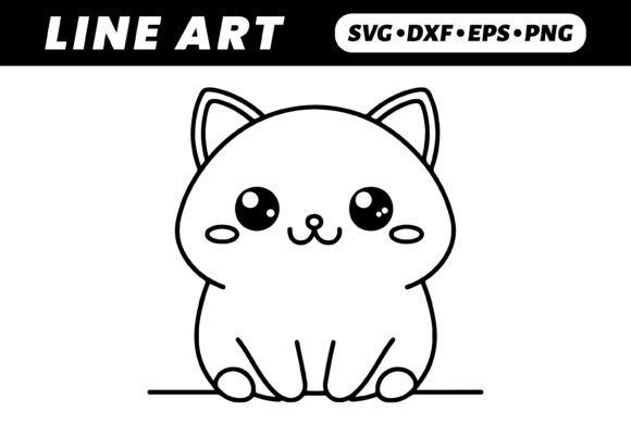 Cute Kawaii Cat Coloring Page Outline Review