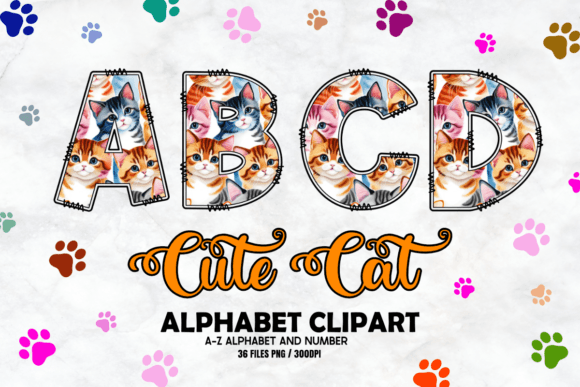Cute Kitten Cat Doodle Alphabets PNG Review