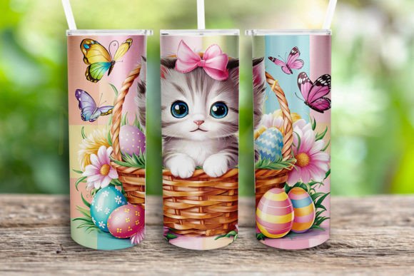 Easter Kitten Basket Tumbler Wrap PNG Review
