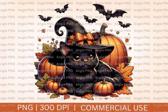 Fall Halloween Cat and Pumpkin PNG Review