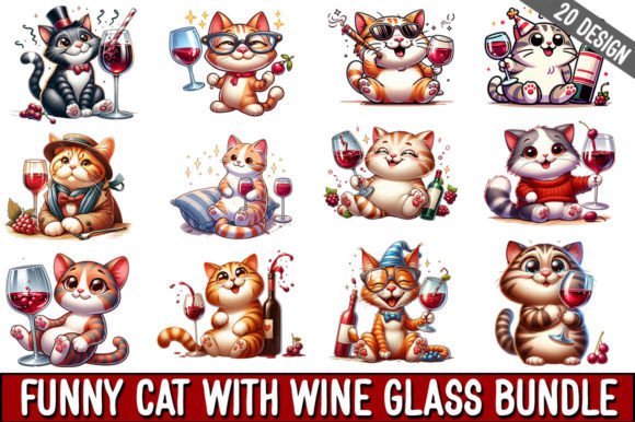 Funny Cat and Wine Clipart Bundle Review
