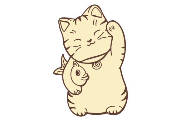 Lucky Charm Cat. Traditional Japanese Wealth Symbol