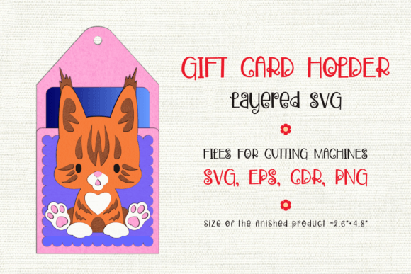 Maine Coon Cat Gift Card Holder Embroidery Template