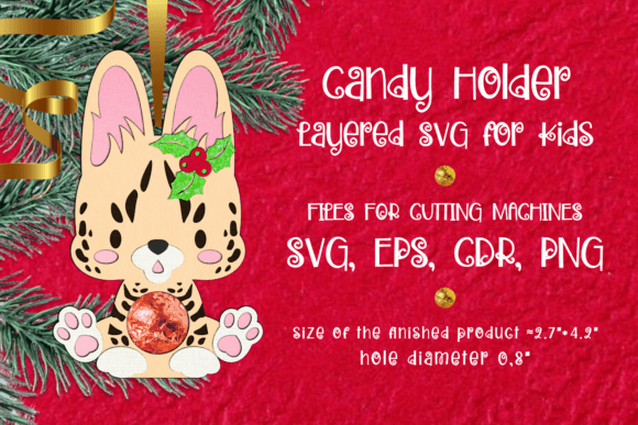 Serval Cat Candy Holder Embroidery Template