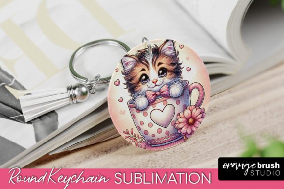Valentine's Day Cat Round Keychain PNG Review