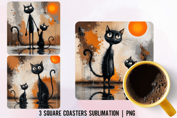 Whimsical Black Cat Square Coaster Review